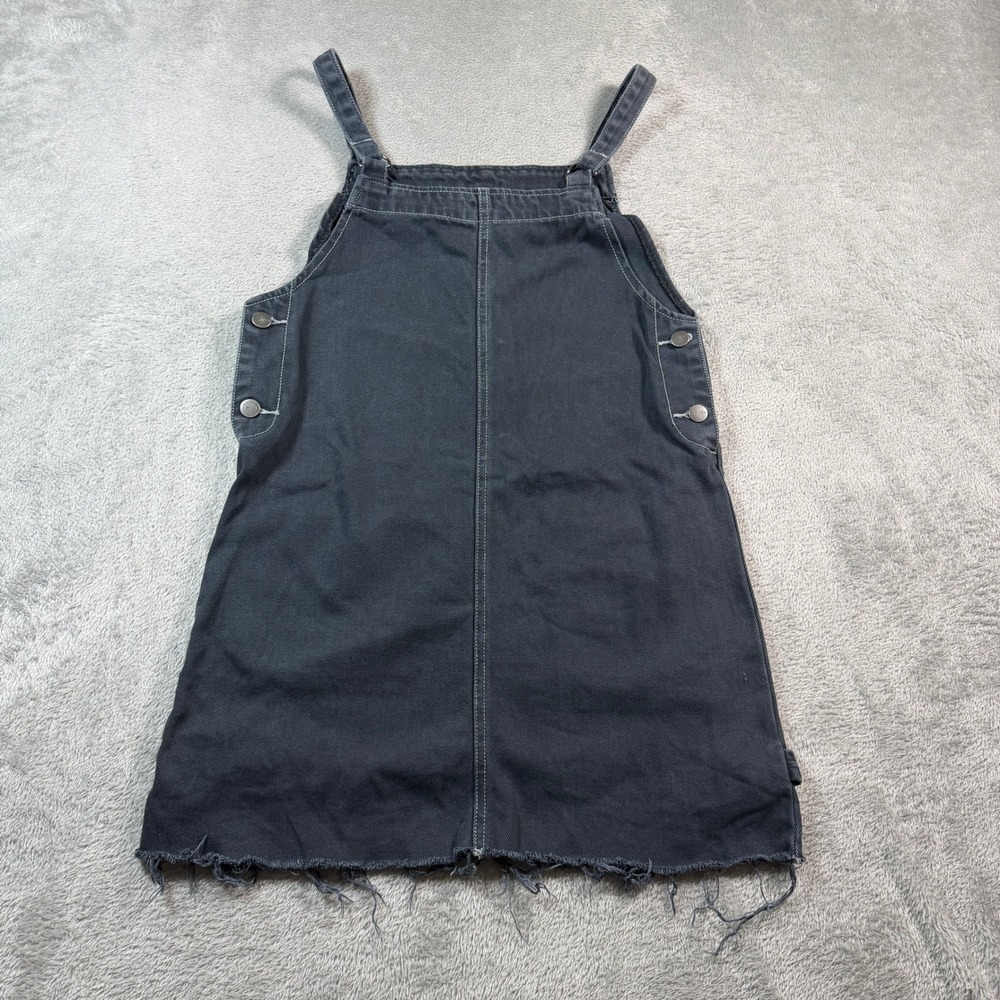 RVCA Overall Dress Women Small Black Denim Raw Hem Mini Surf Beach‎ Summer